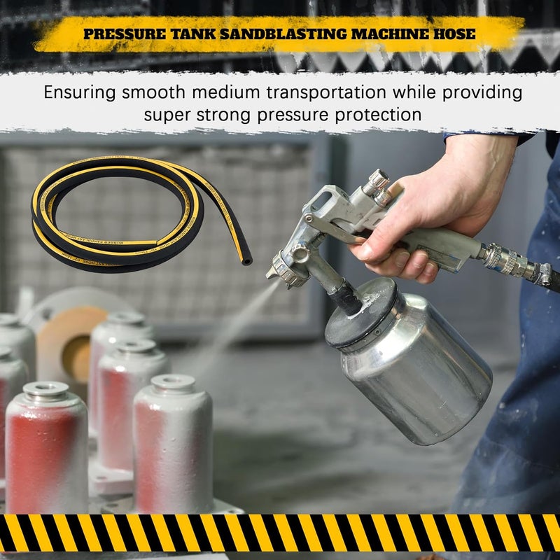 Threlaco Sandblast Hose 1/2" Id, 1" Od, 10 ft Long 227.52 Psi Heavy Duty Rubber Sandblaster Hose Sandblasting Gun Sand Blaster Cabinet Pressure Washer Sandblasting Kit Tools - Image 3